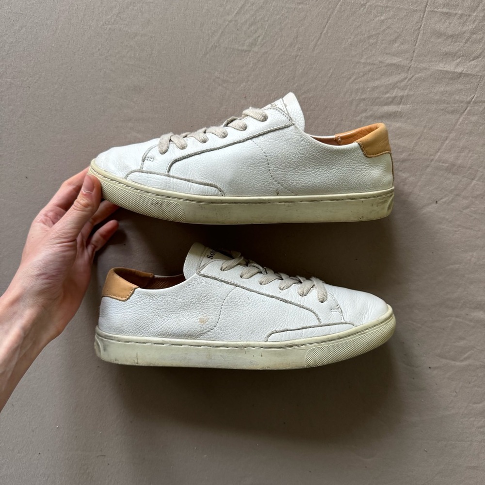 Soludos White and Tan Women's Sneakers